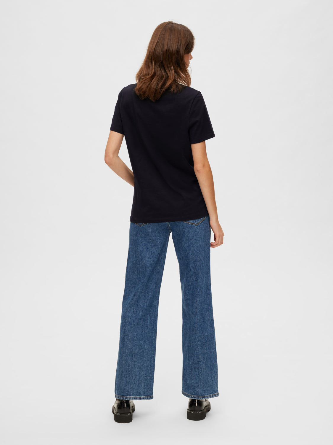 SELECTED FEMME - MY ESSENTIAL T-SKJORTE - SORT